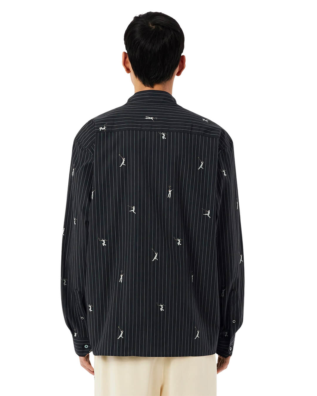 Lacoste Shirts Lacoste Black Men'S Relaxed Fit Jacquard Cotton Shirt