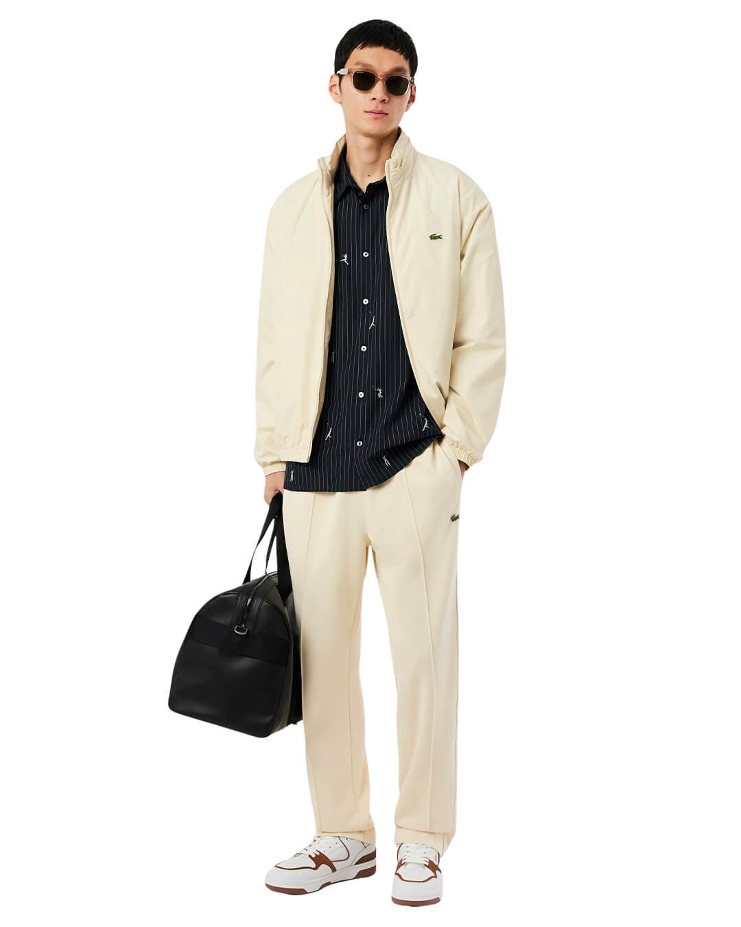 Lacoste Shirts Lacoste Black Men'S Relaxed Fit Jacquard Cotton Shirt