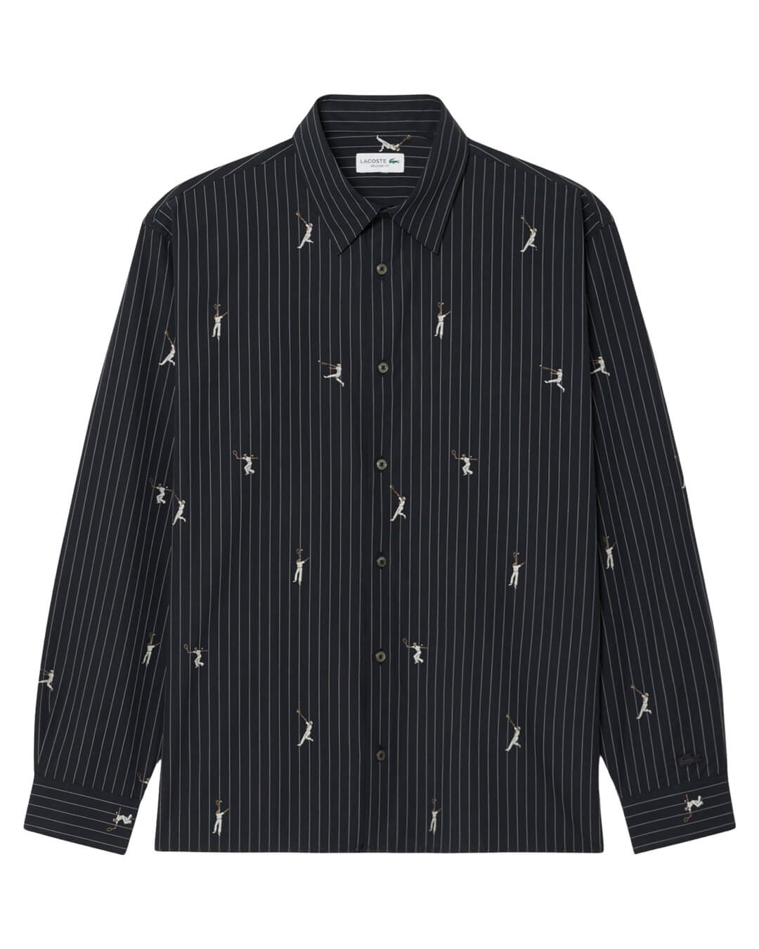 Lacoste Shirts Lacoste Black Men'S Relaxed Fit Jacquard Cotton Shirt