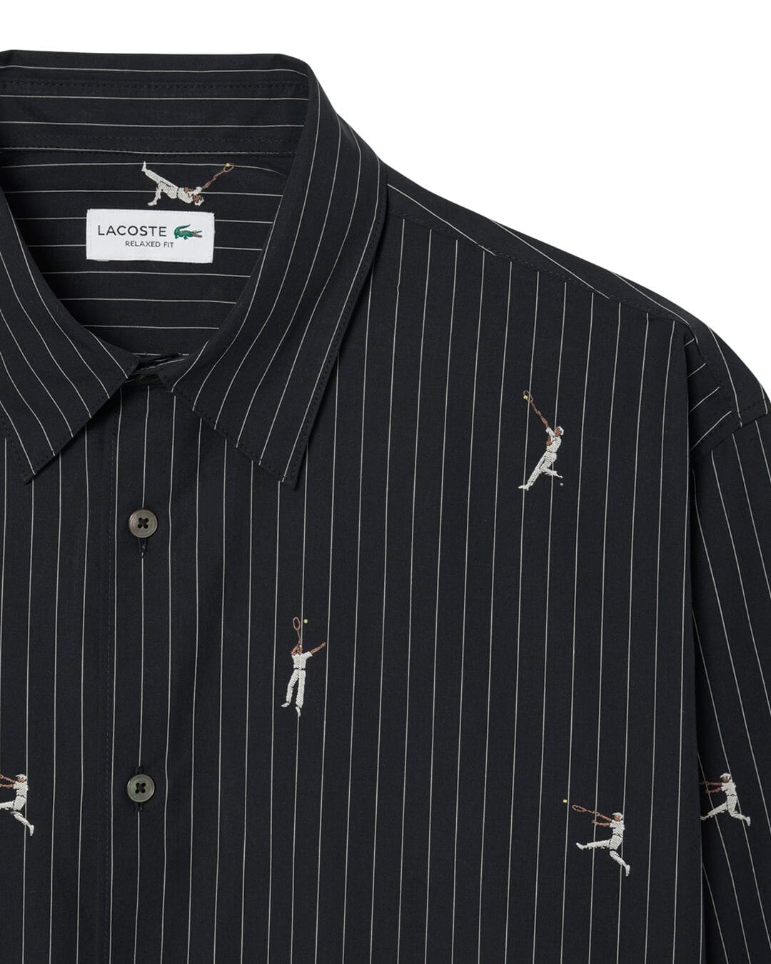 Lacoste Shirts Lacoste Black Men'S Relaxed Fit Jacquard Cotton Shirt