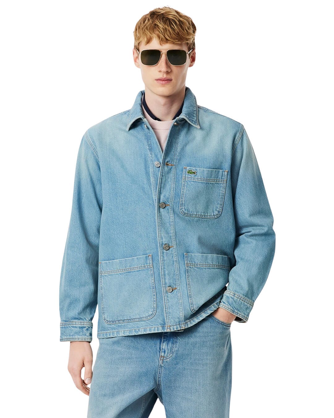 Lacoste Shirts Lacoste Blue Men'S Woven Shirts Mku Washed Bleach