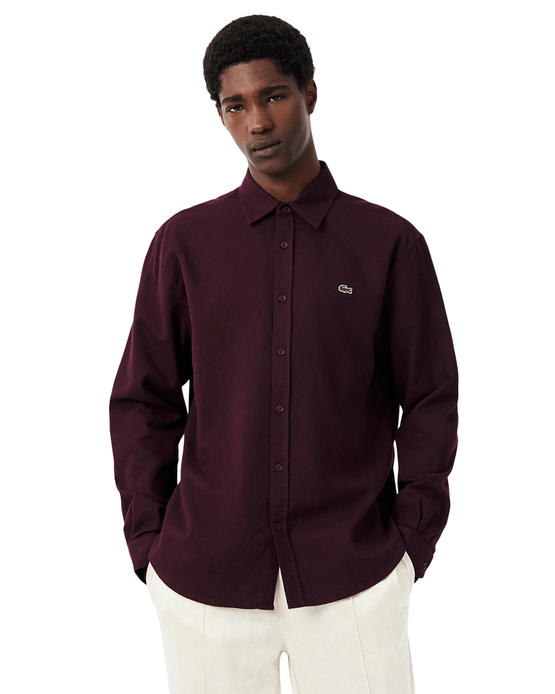 Lacoste Shirts Lacoste Burgundy Woven Shirt