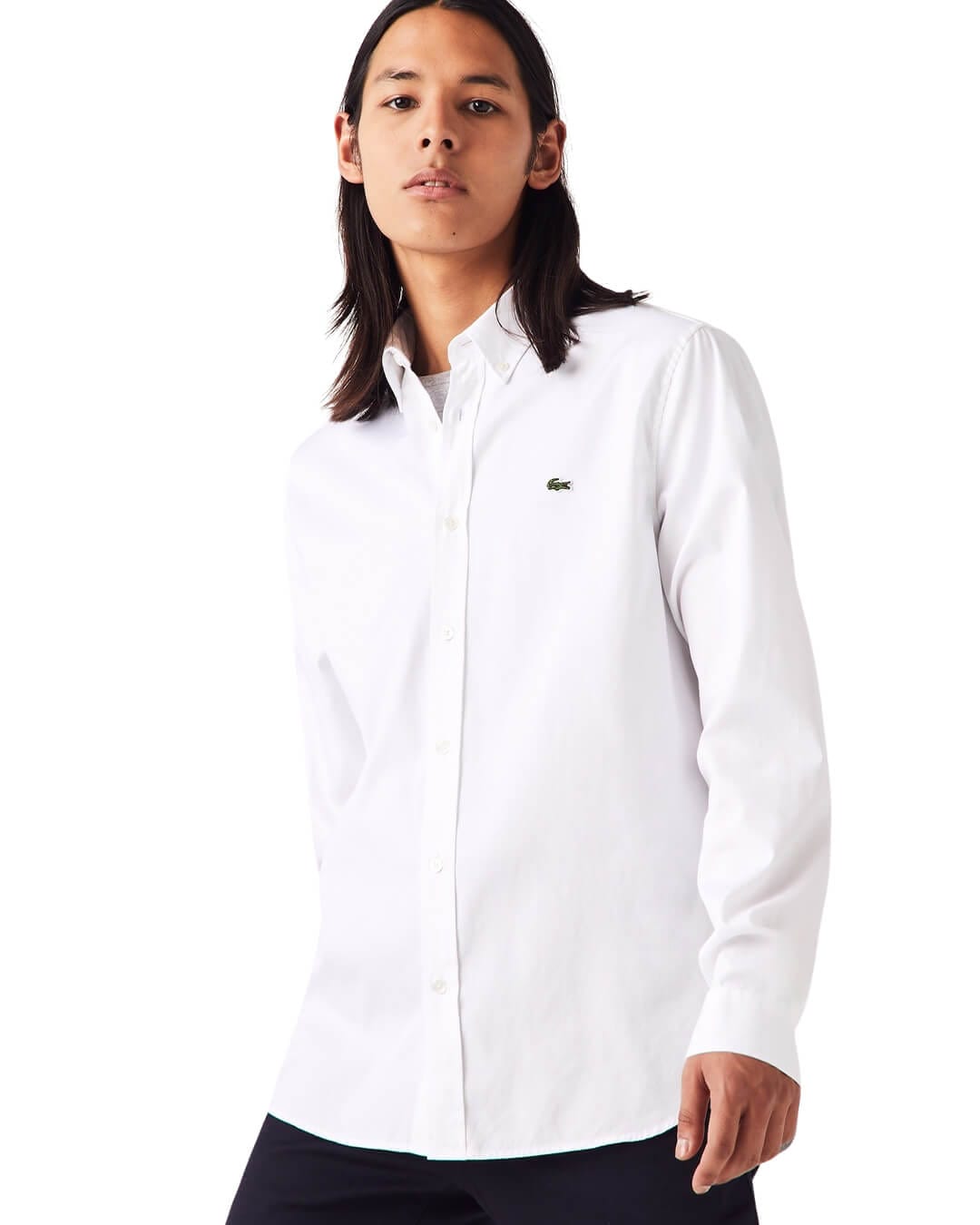 Lacoste Shirts Lacoste Long Sleeved White Woven Shirt