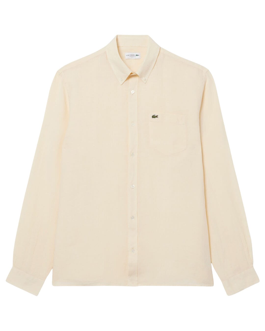 Lacoste Shirts Lacoste Men'S Regular Fit Ls Linen Shirt Beige Shirt