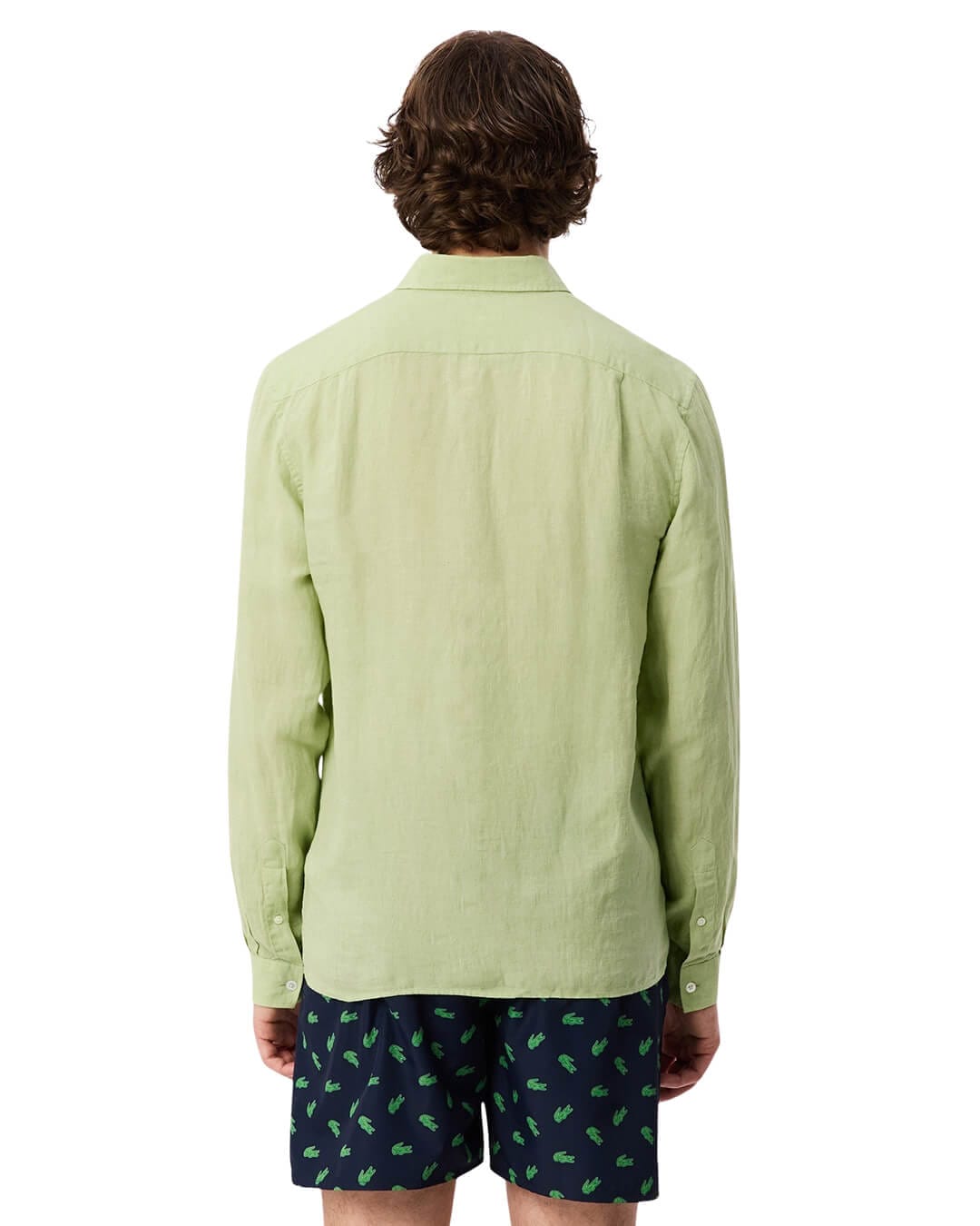 Lacoste Shirts Lacoste Men'S Regular Fit Ls Linen Shirt Green Shirt