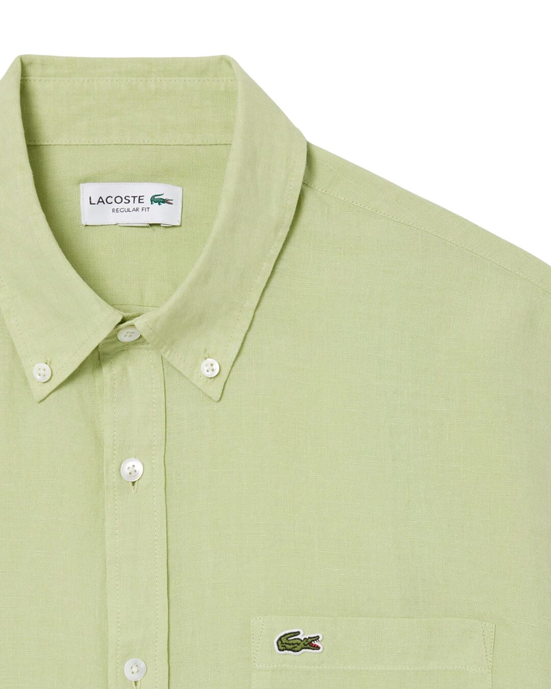 Lacoste Shirts Lacoste Men'S Regular Fit Ls Linen Shirt Green Shirt