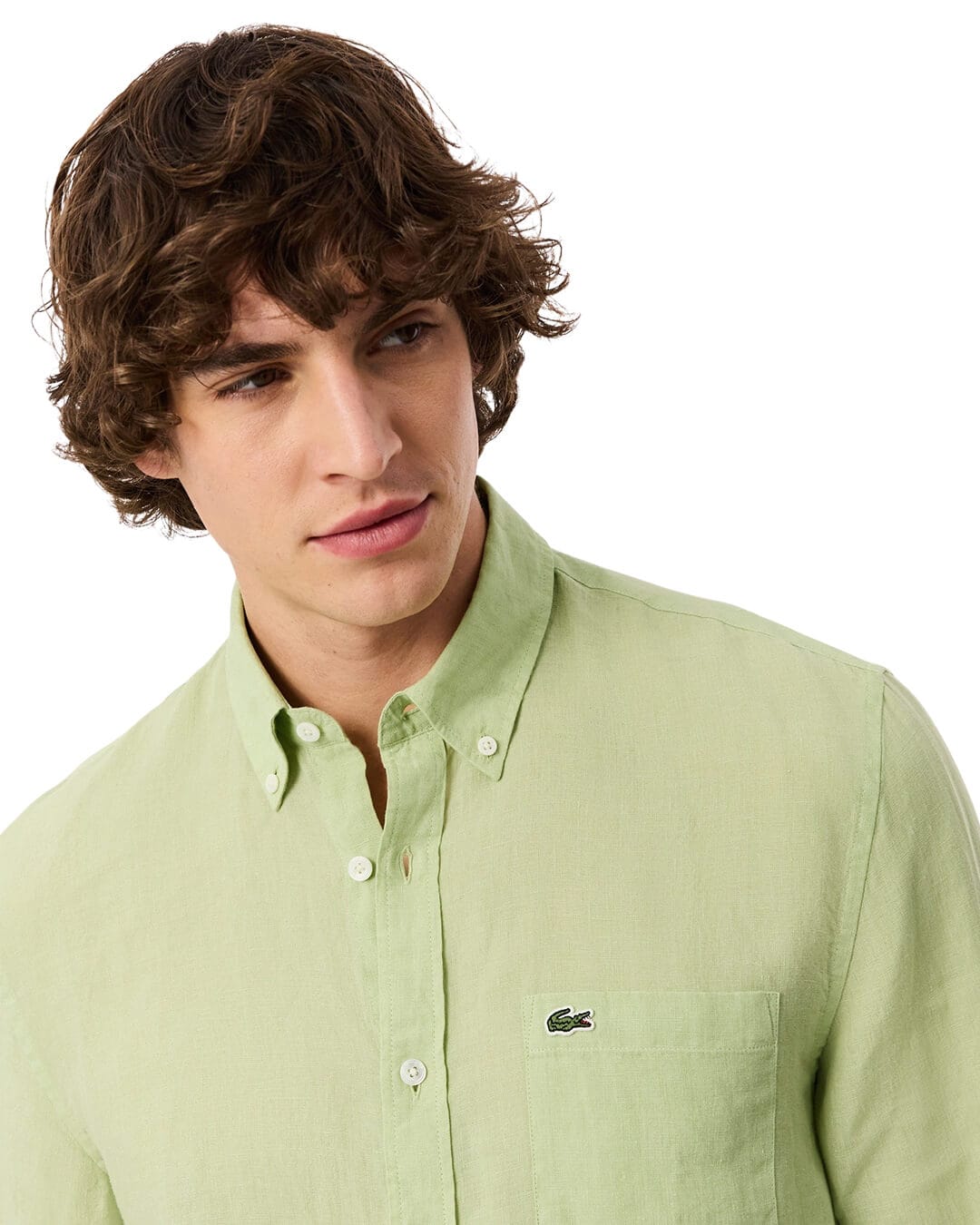 Lacoste Shirts Lacoste Men'S Regular Fit Ls Linen Shirt Green Shirt