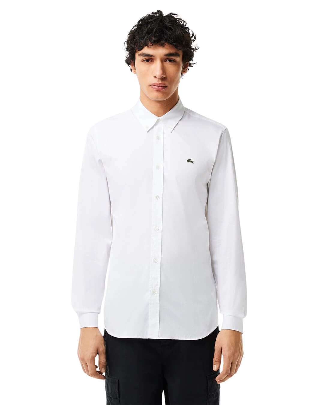 Lacoste Shirts Lacoste Mens White Slim Fit Premium Cotton Shirt