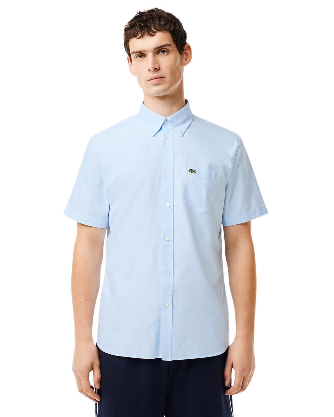 Lacoste Shirts Lacoste Regular Fit Short Sleeved Oxford Blue Shirt