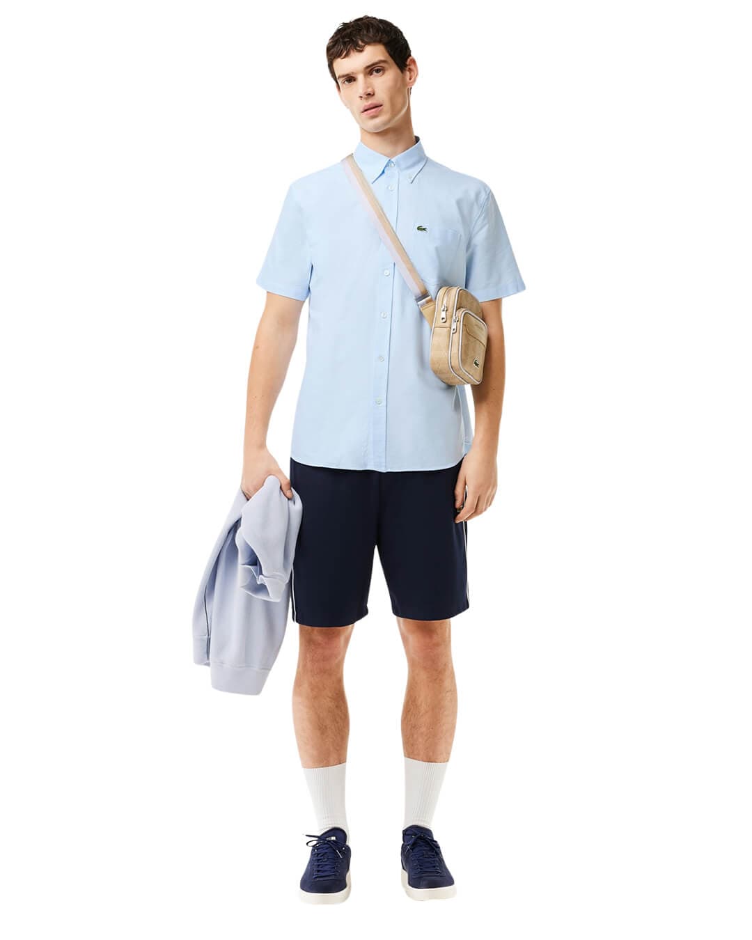 Lacoste Shirts Lacoste Regular Fit Short Sleeved Oxford Blue Shirt