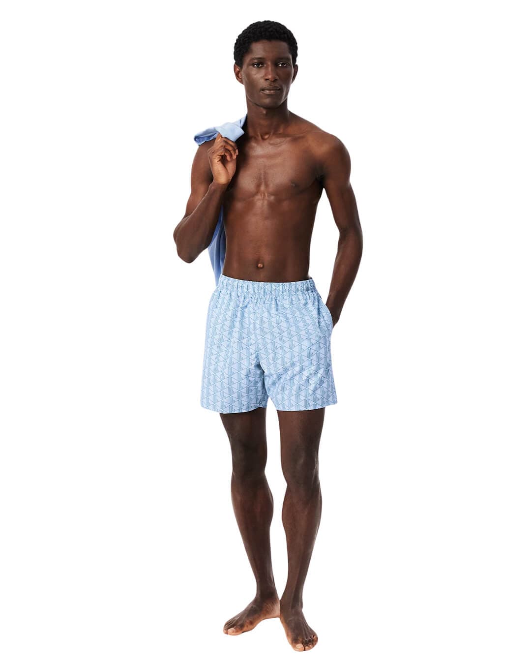 Lacoste Swimwear Lacoste Blue Men'S Mid Length Monogram Print  Swimwear