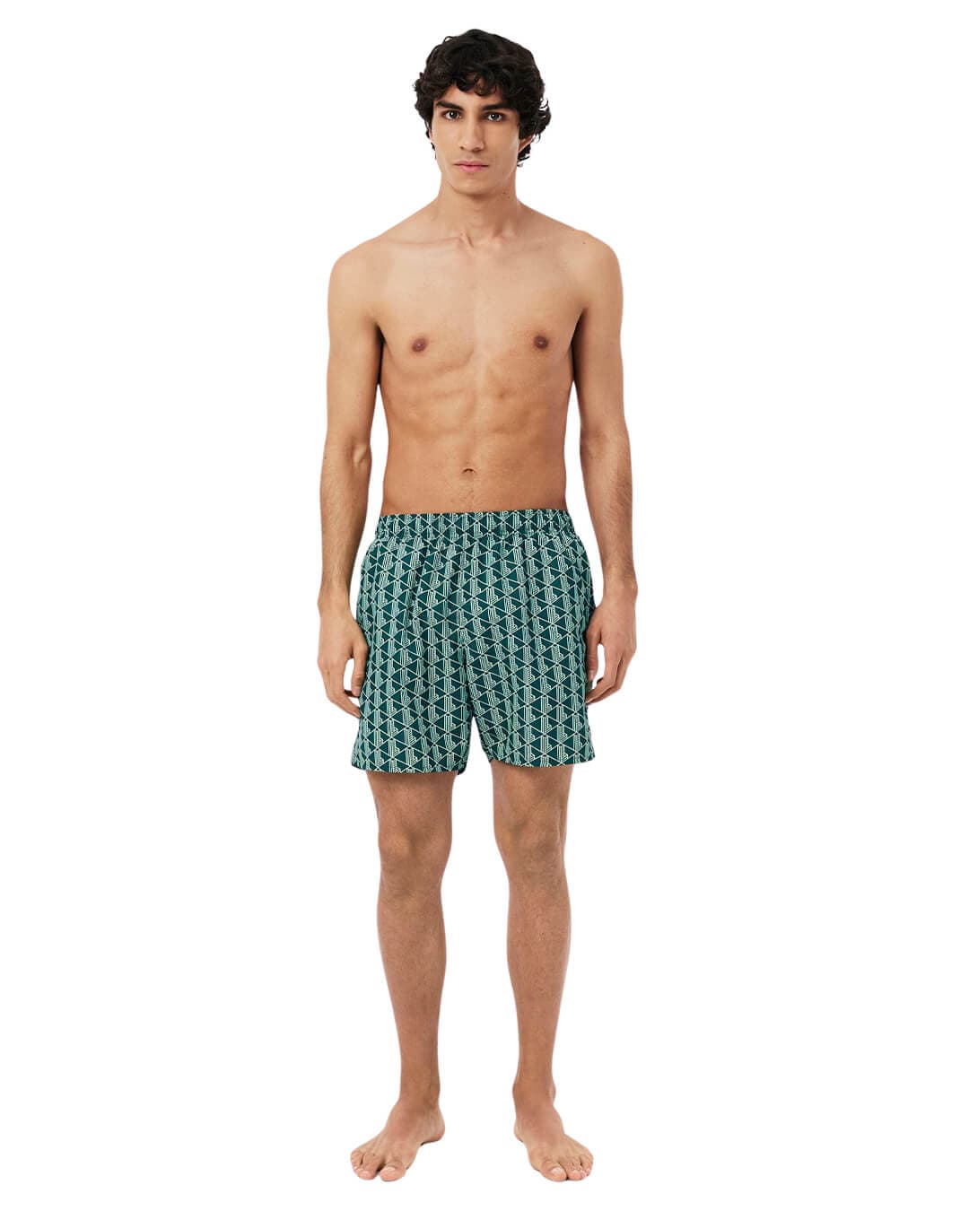 Lacoste Swimwear Lacoste Green Men'S Mid Length Monogram Print Swimwear