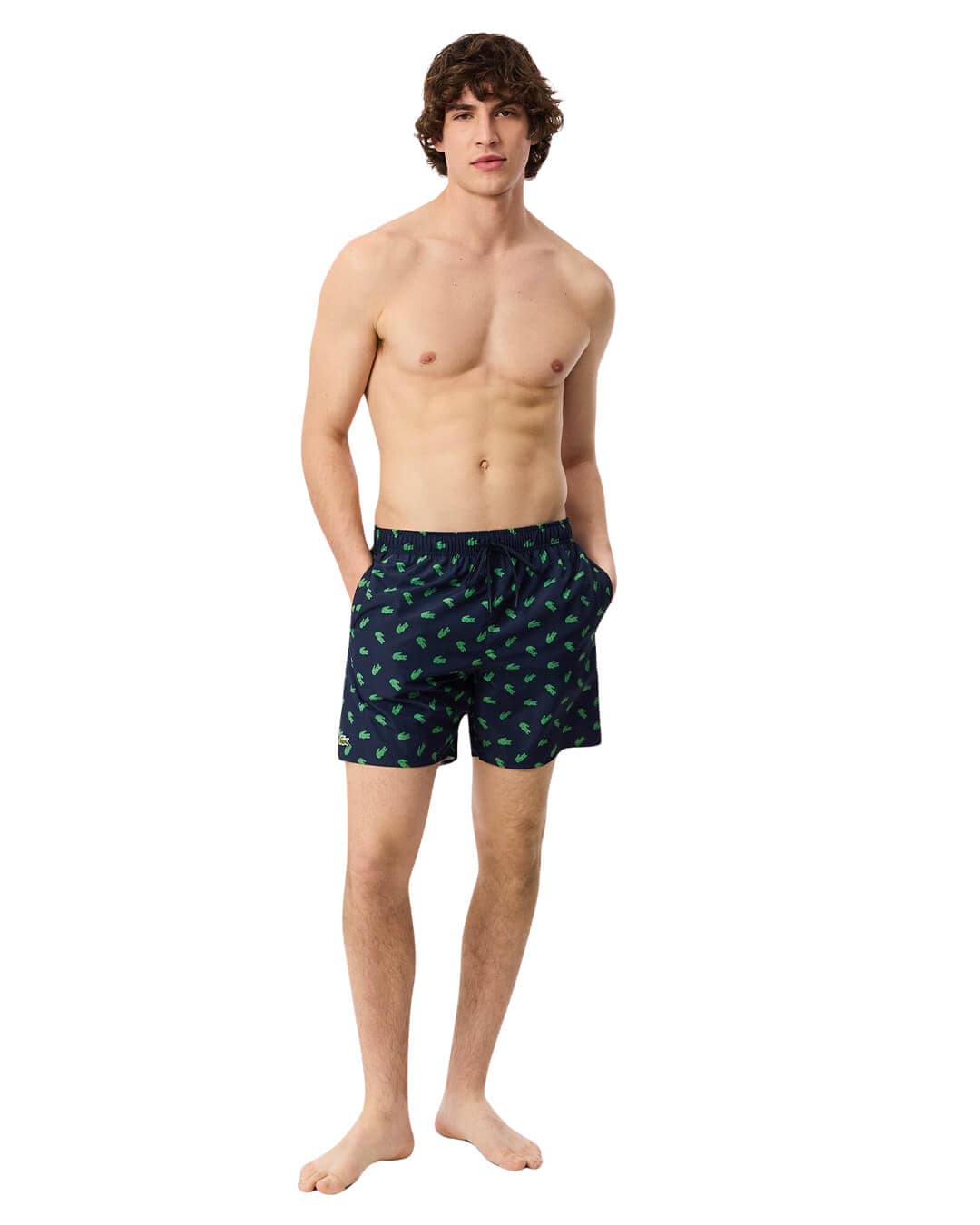 Lacoste Swimwear Lacoste Navy Men'S Mid Length Printed  Swimwear