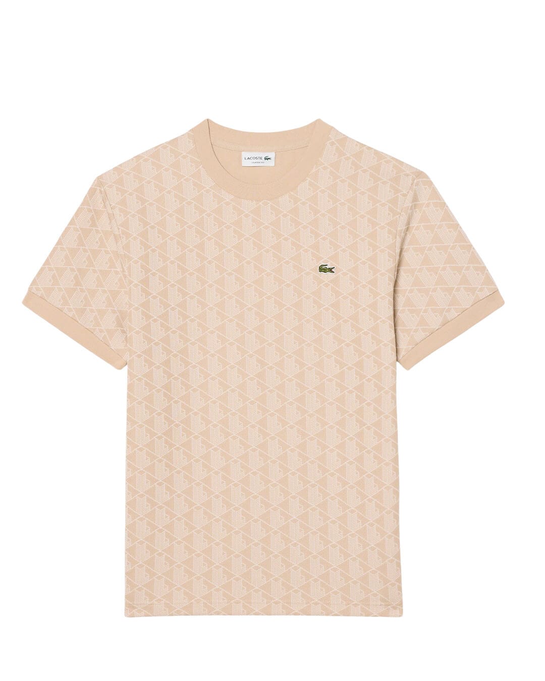 Lacoste T-Shirts Lacoste Beige Men'S Classic Fit Monogram  T-Shirt