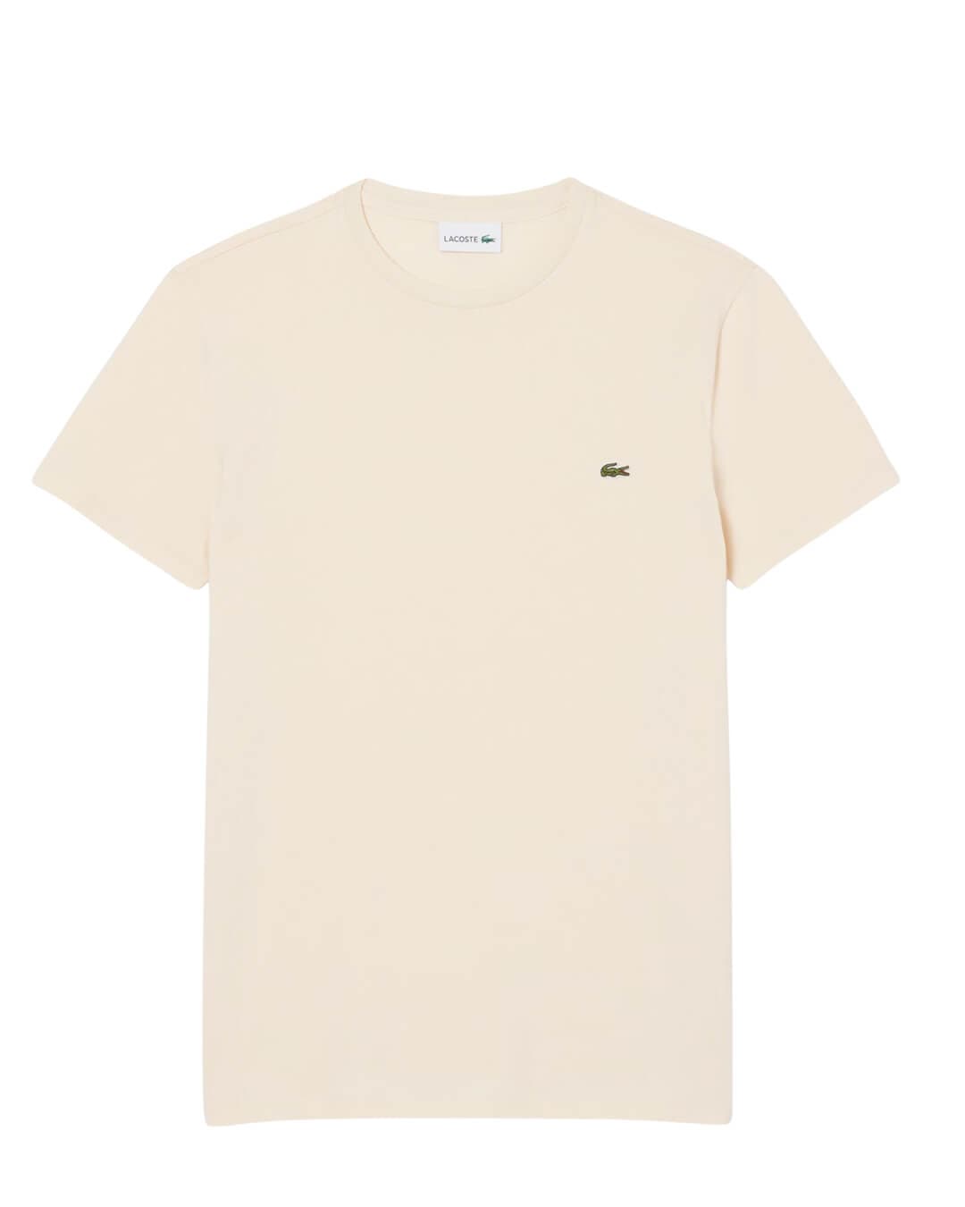 Lacoste T-Shirts Lacoste Beige Men'S Cotton Pima  T-Shirt