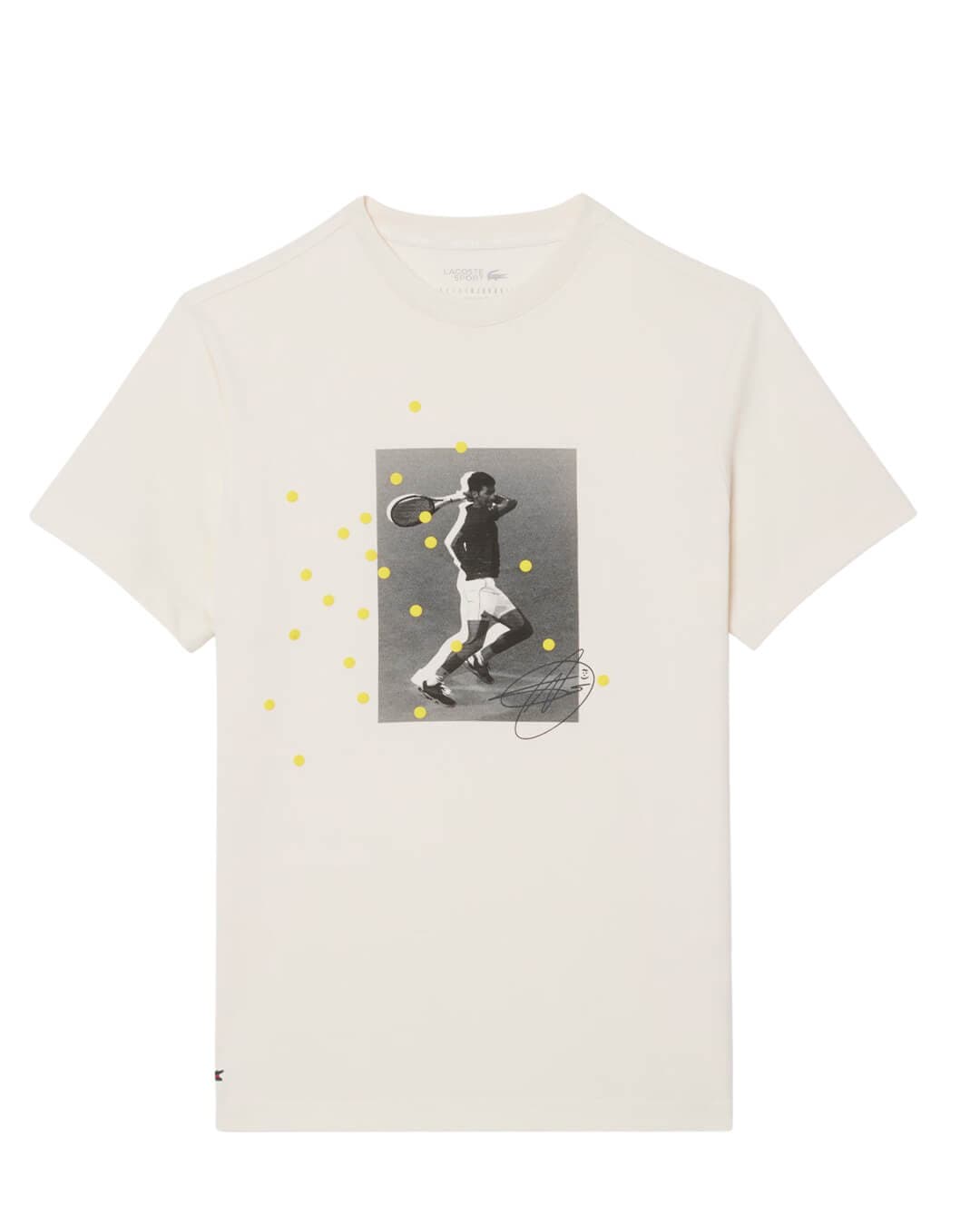 Lacoste T-Shirts Lacoste Cream Men'S Novak Djokovic Ultra-Dry  T-Shirt