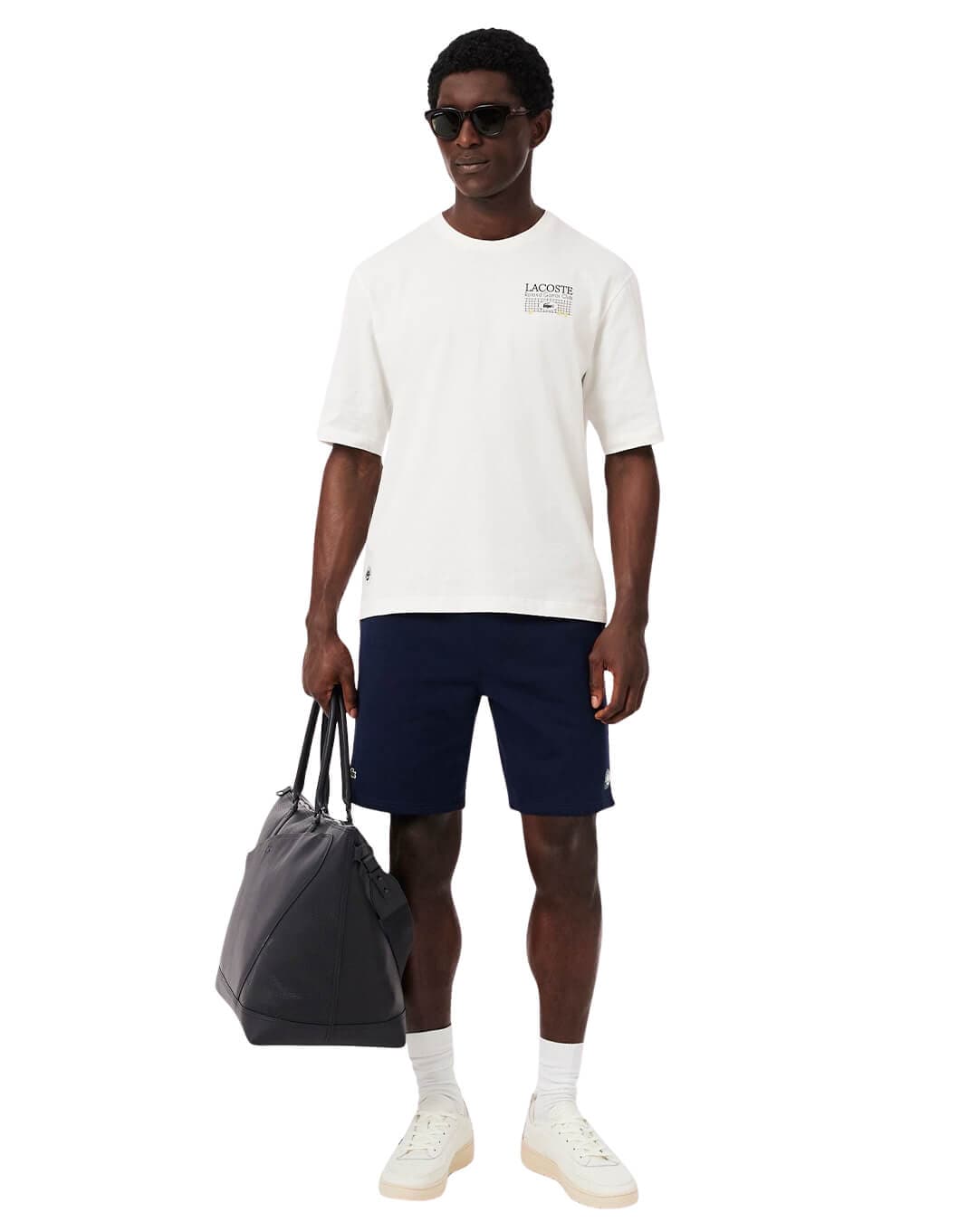 Lacoste T-Shirts Lacoste Men'S Roland Garros Edition Cotton T-Shirt White T-Shirt