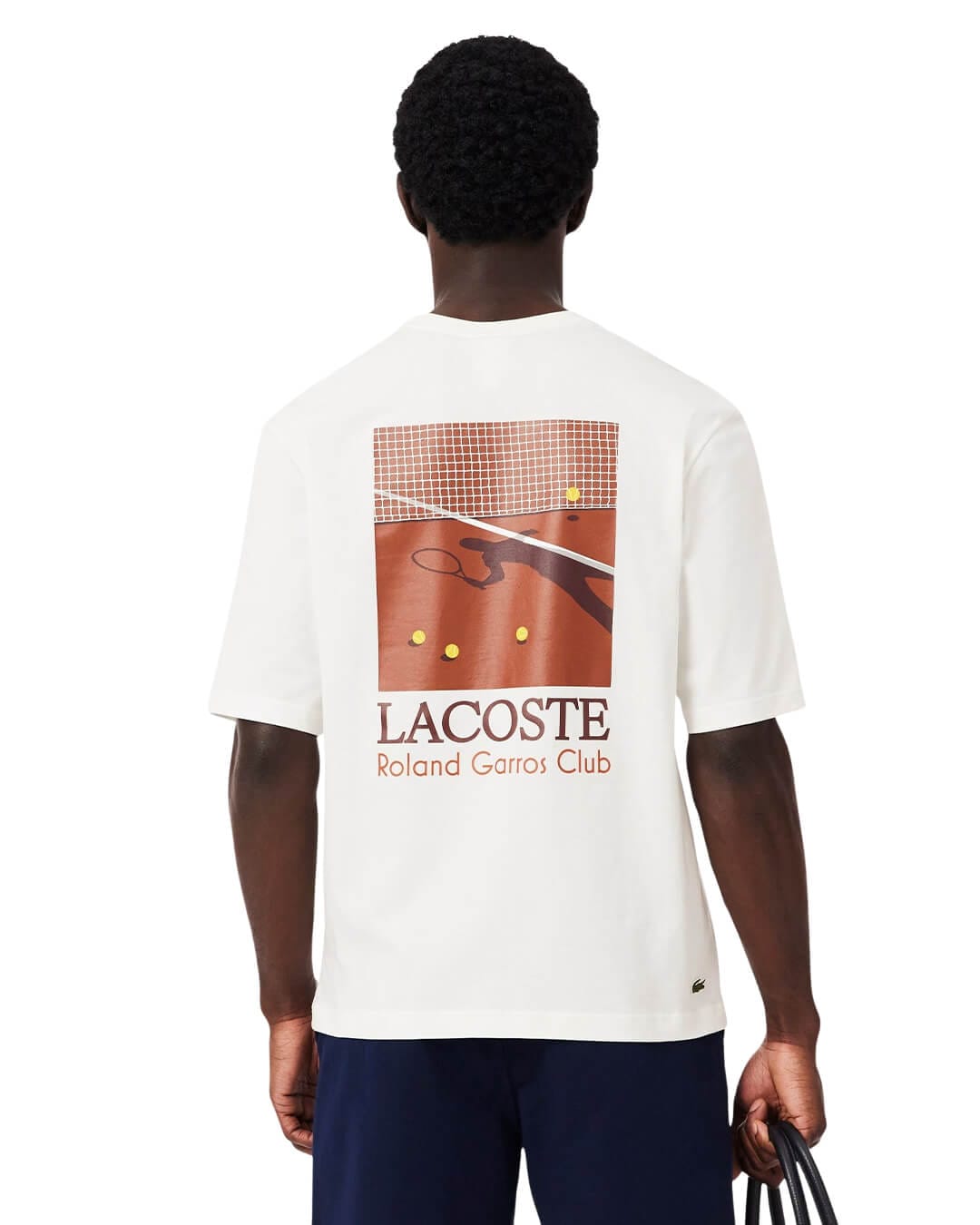 Lacoste T-Shirts Lacoste Men'S Roland Garros Edition Cotton T-Shirt White T-Shirt