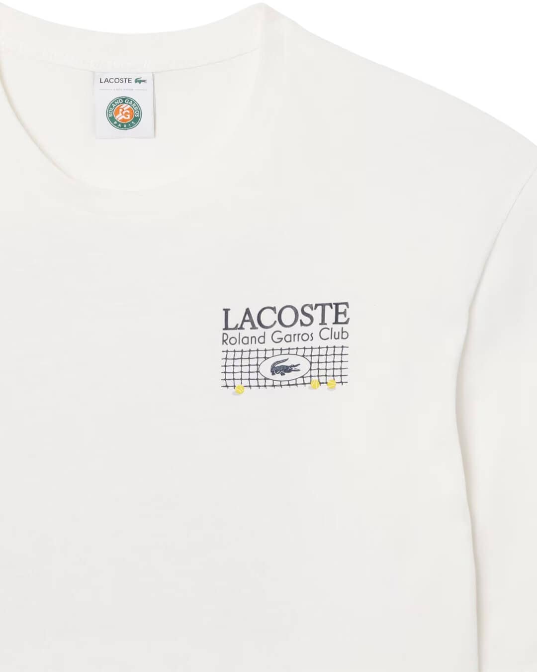Lacoste T-Shirts Lacoste Men'S Roland Garros Edition Cotton T-Shirt White T-Shirt