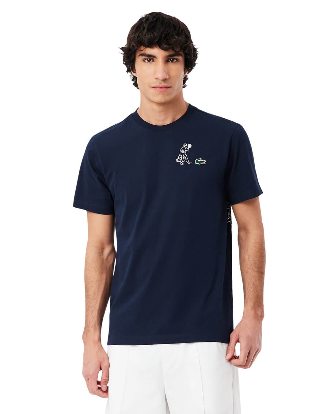 Lacoste T-Shirts Lacoste Navy  Men'S Ultra-Dry Printed Heritage  T-Shirt