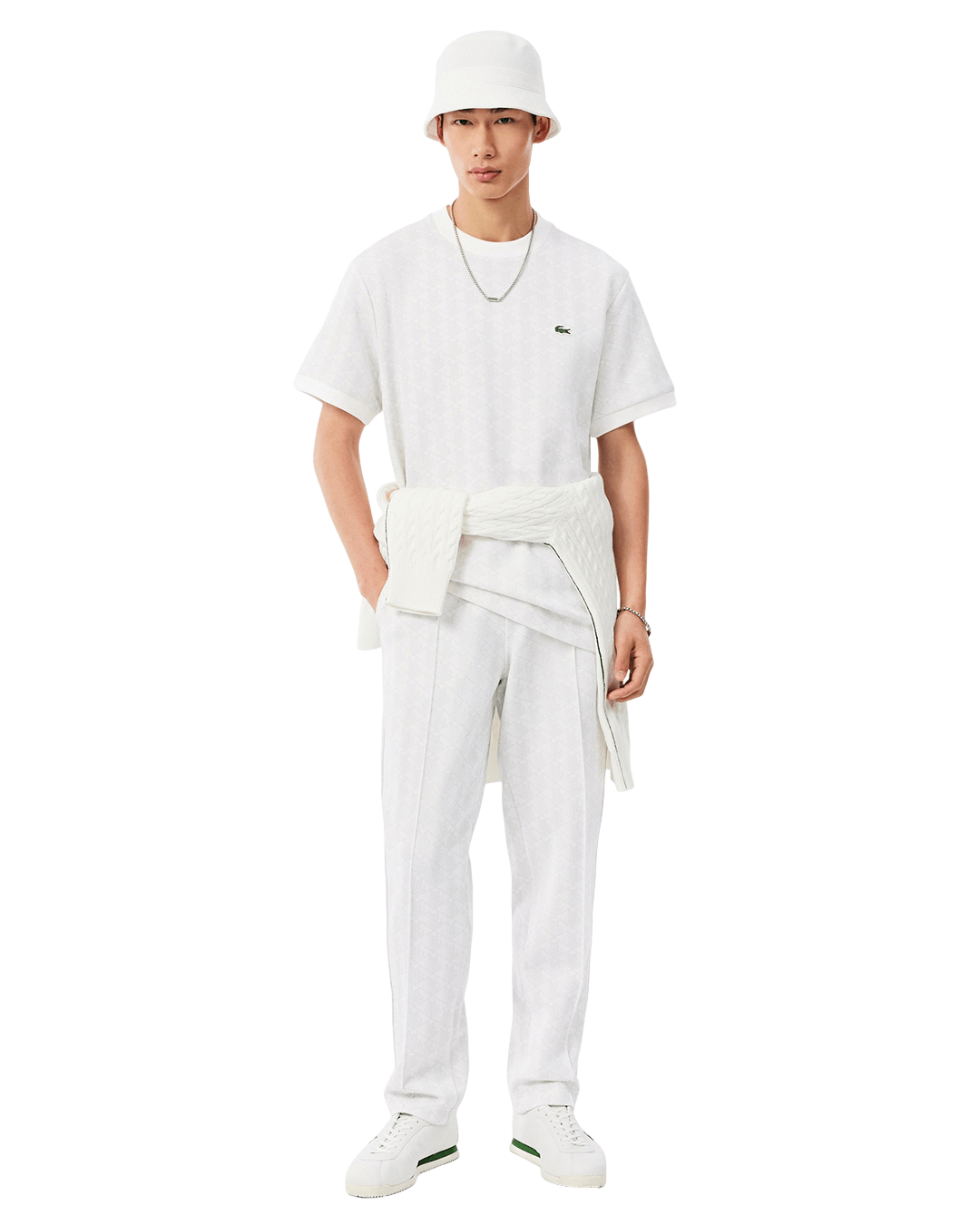 Lacoste T-Shirts Lacoste Sky Blue and Off-White Crew Neck T-Shirt