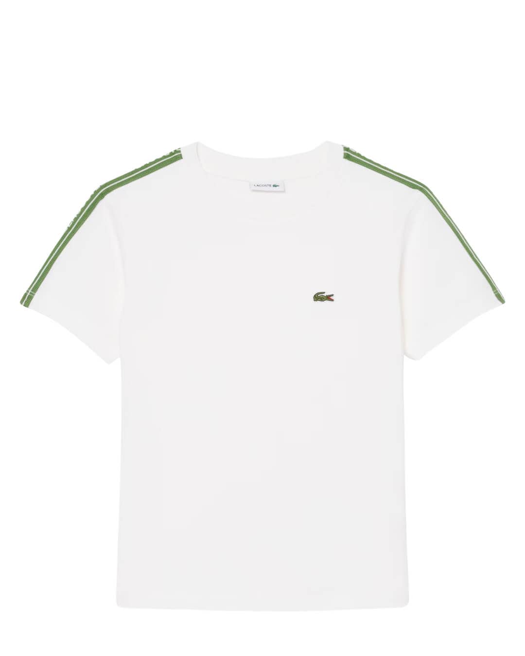 Lacoste T-Shirts Lacoste White Boy'S Lacoste Tape Cotton T-Shirt