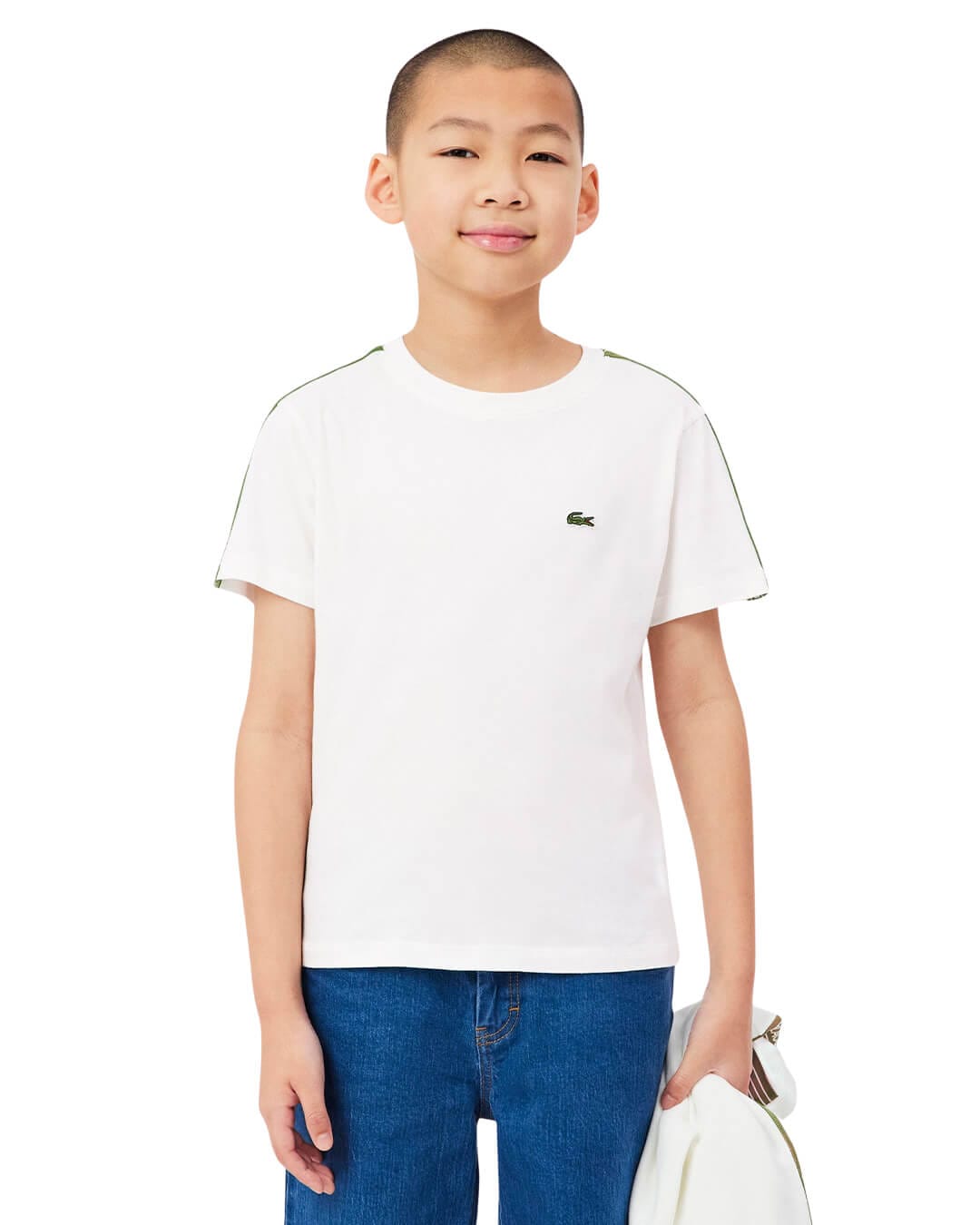 Lacoste T-Shirts Lacoste White Boy'S Lacoste Tape Cotton T-Shirt