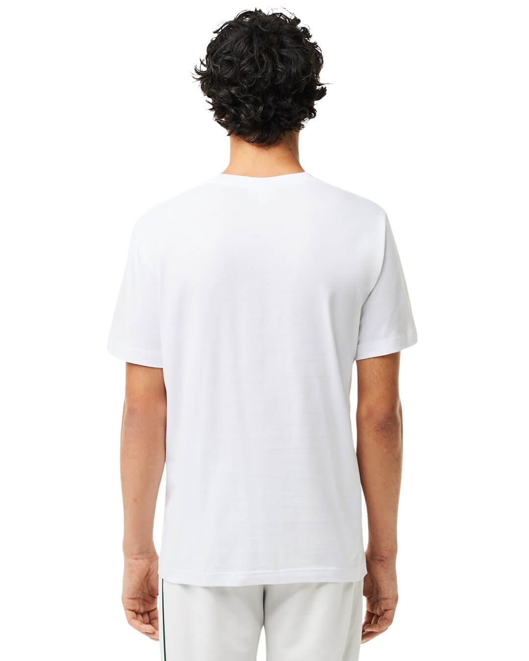 Lacoste T-Shirts Lacoste White Cotton Jersey Signature Print T-shirt