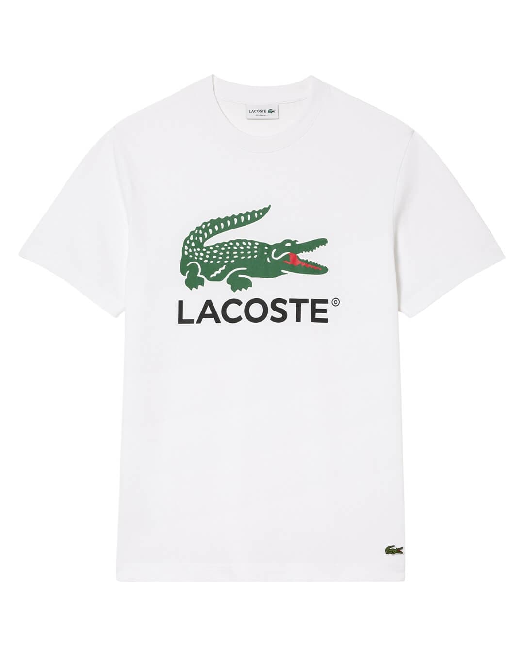 Lacoste T-Shirts Lacoste White Cotton Jersey Signature Print T-shirt