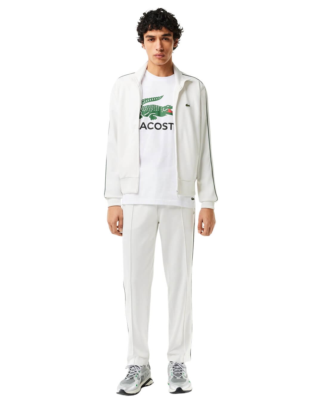 Lacoste T-Shirts Lacoste White Cotton Jersey Signature Print T-shirt