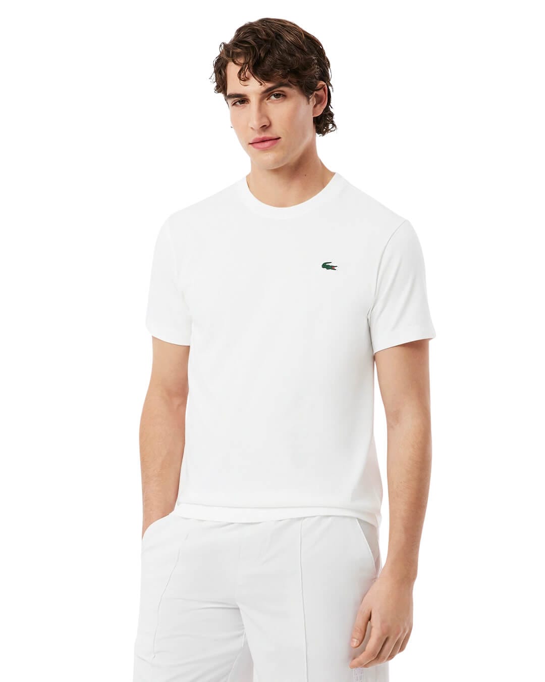 Lacoste T-Shirts Lacoste White Men'S Ultra-Dry Printed Heritage  T-Shirt
