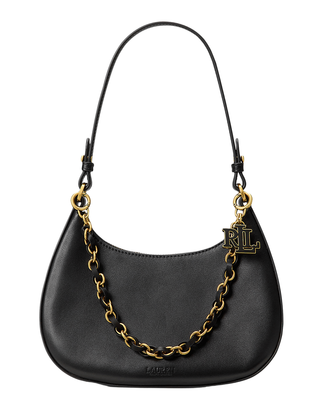 Lauren Bags ONE Lauren Black Lauren Leather Medium Marcy Zip Shoulder Bag Black