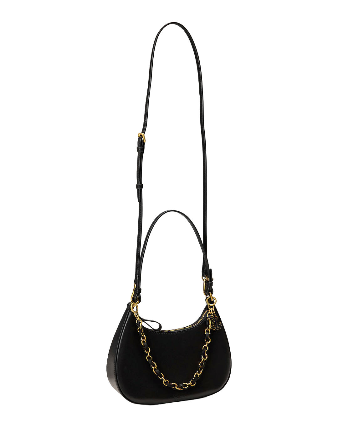 Lauren Bags ONE Lauren Black Lauren Leather Medium Marcy Zip Shoulder Bag Black