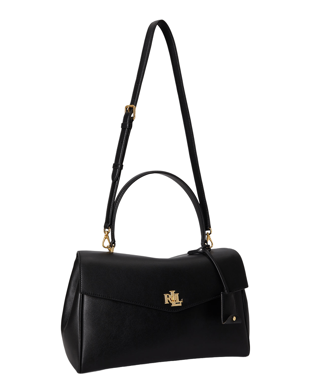 Lauren Bags ONE Lauren Black Lauren Nappa Leather Medium Farrah Soft Satchel Black