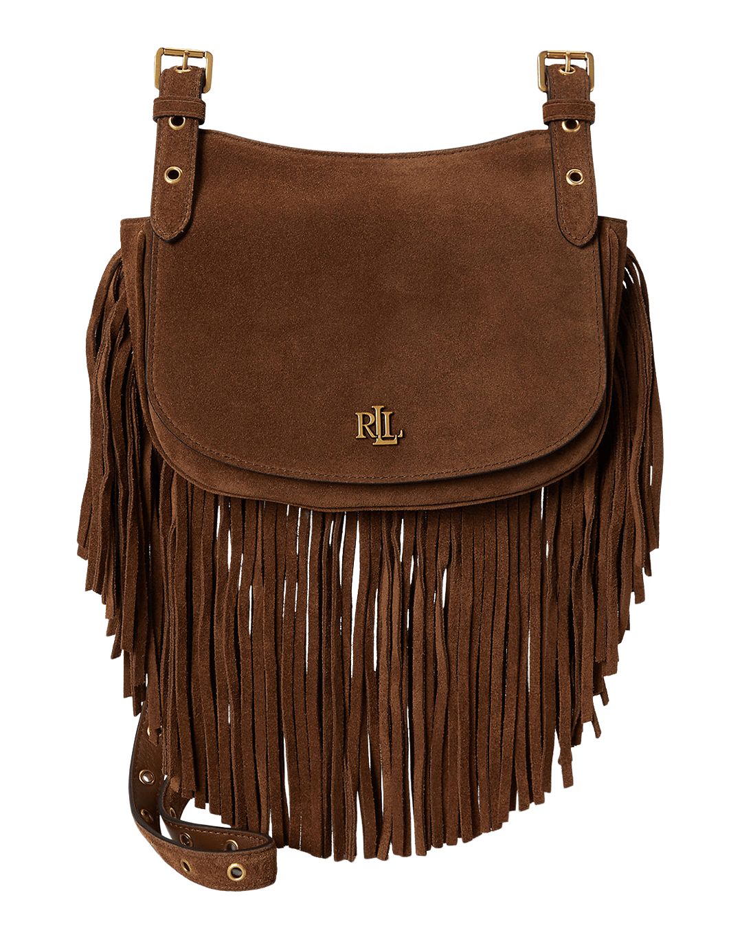Lauren Bags ONE Lauren Brown Lauren Fringe-Trim Medium Marcy Crossbody Bag Brown