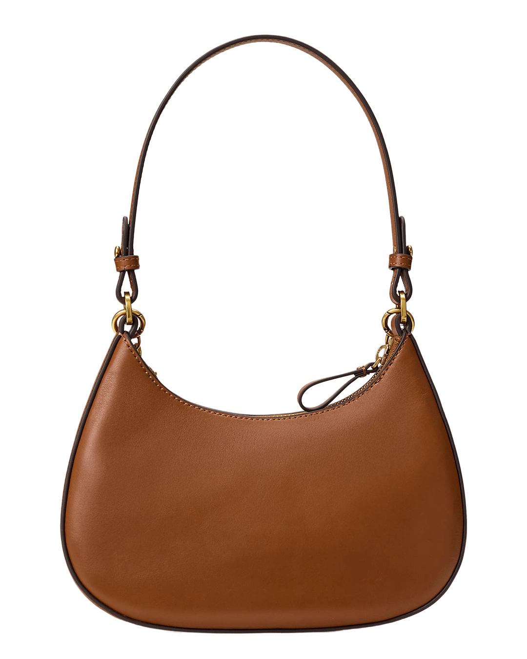 Lauren Bags ONE Lauren Brown Lauren Leather Medium Marcy Zip Shoulder Bag Brown