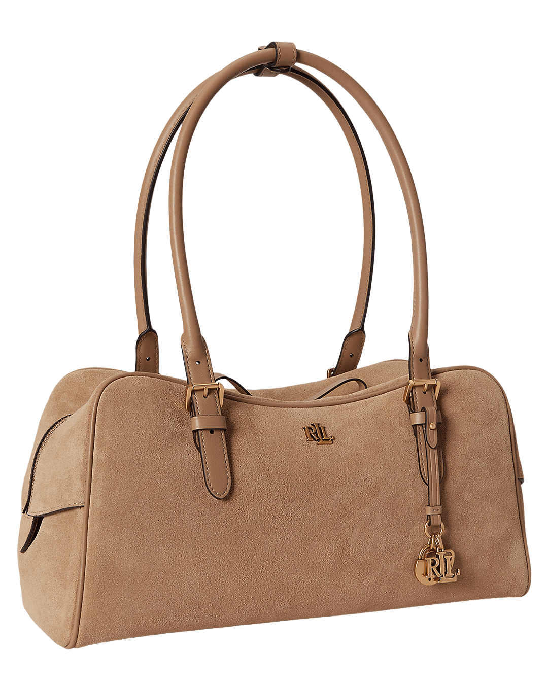 Lauren Bags ONE Lauren Brown Lauren Suede Large Marcy Zip Satchel Brown