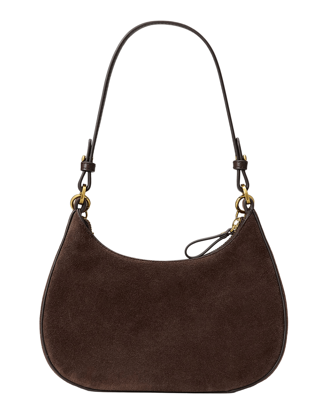 Lauren Bags ONE Lauren Brown Lauren Suede Medium Marcy Zip Shoulder Bag Brown