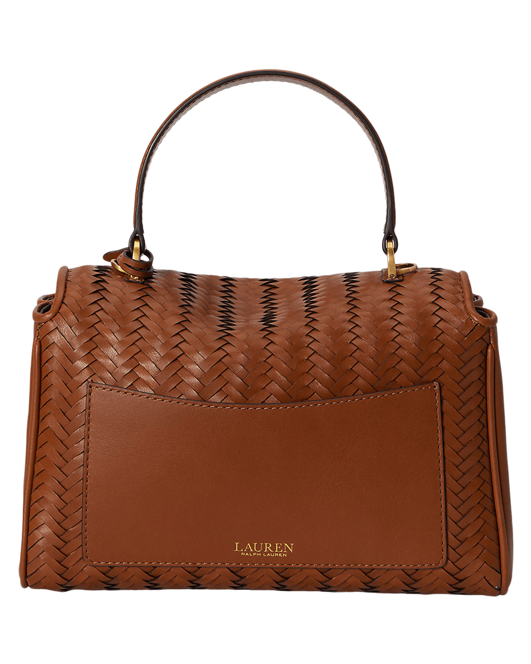 Lauren Bags ONE Lauren Brown Lauren Woven Leather Small Farrah Soft Satchel Brown