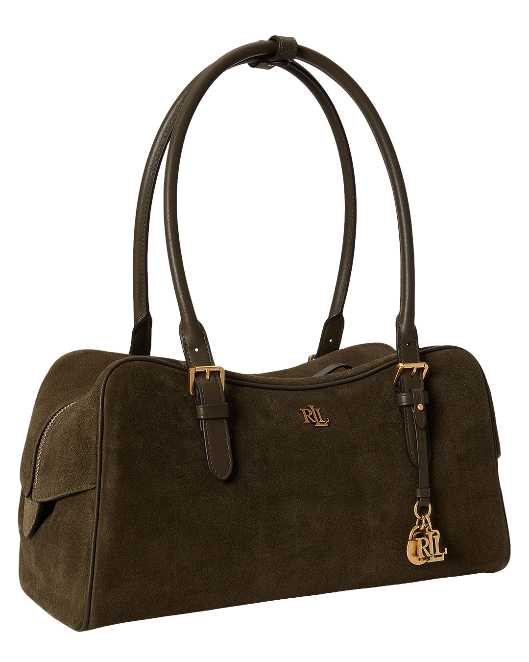 Lauren Bags ONE Lauren Green Lauren Suede Large Marcy Zip Satchel Green