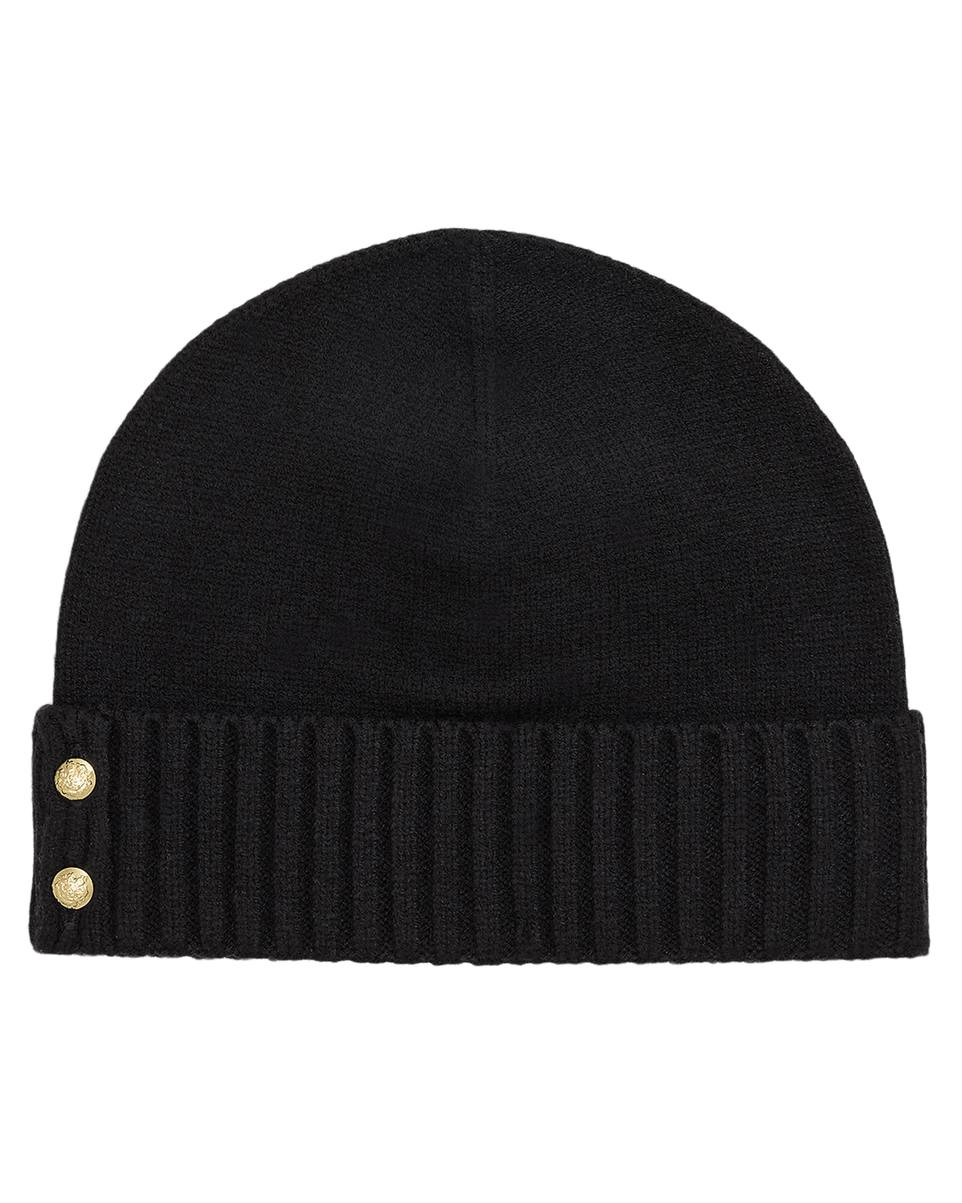 Lauren Beanies ONE Lauren Black Lauren Button-Trim Knit Beanie Black