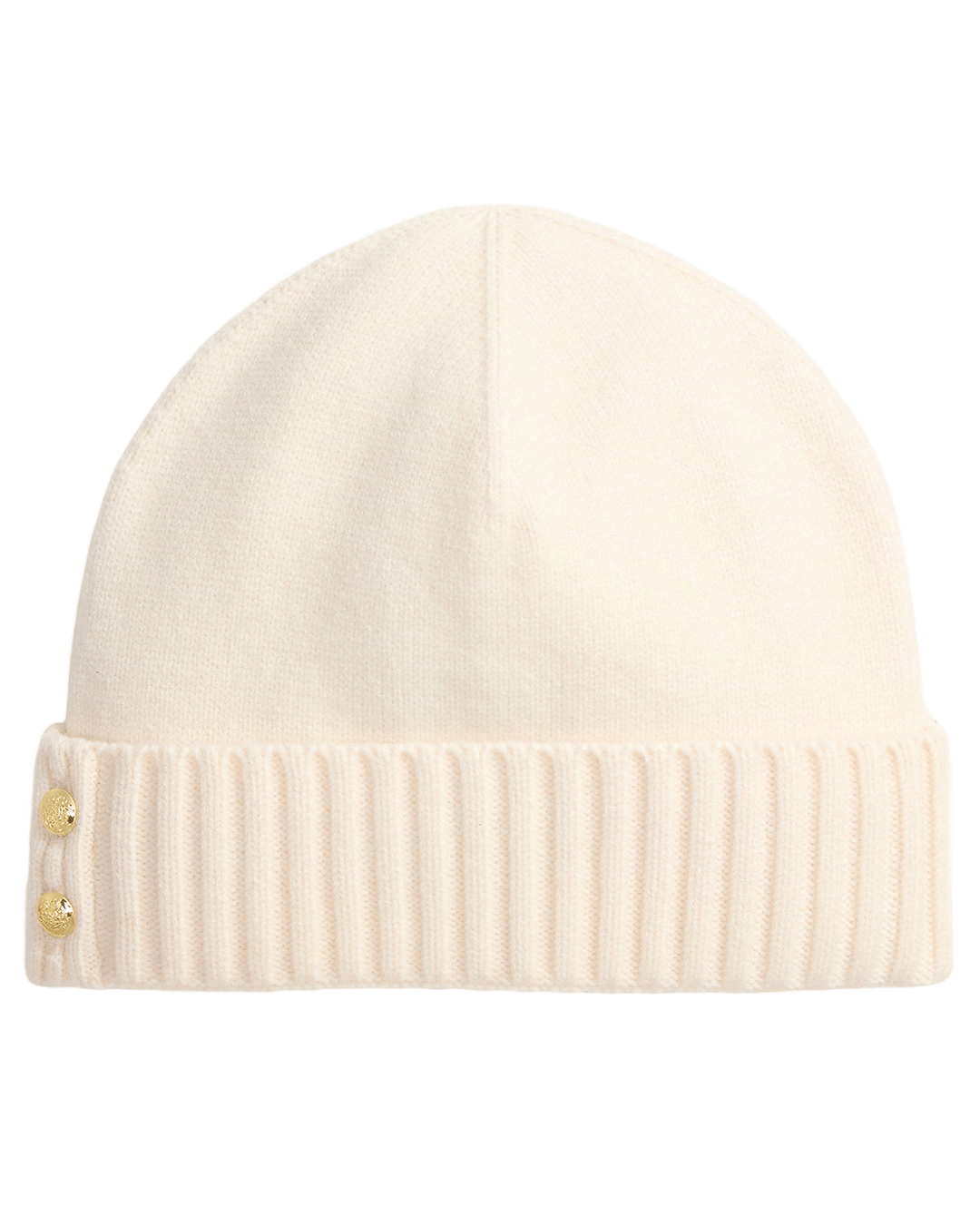 Lauren Beanies ONE Lauren Cream Lauren Button-Trim Knit Beanie Cream
