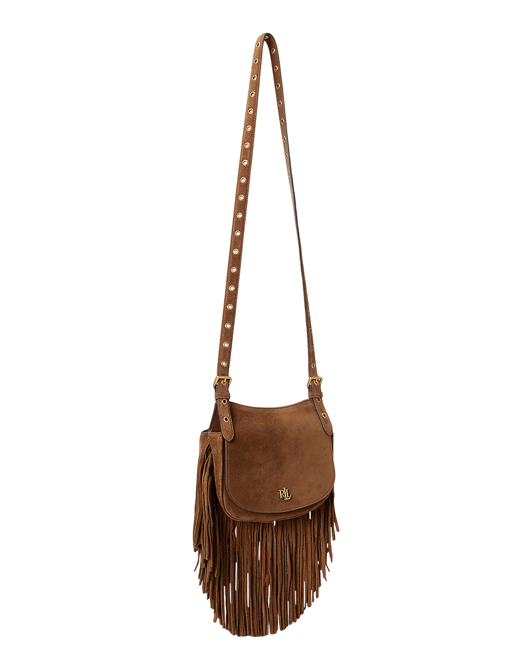 Lauren By Ralph Lauren Bags ONE Lauren Brown Lauren Fringe-Trim Medium Marcy Crossbody Bag Brown