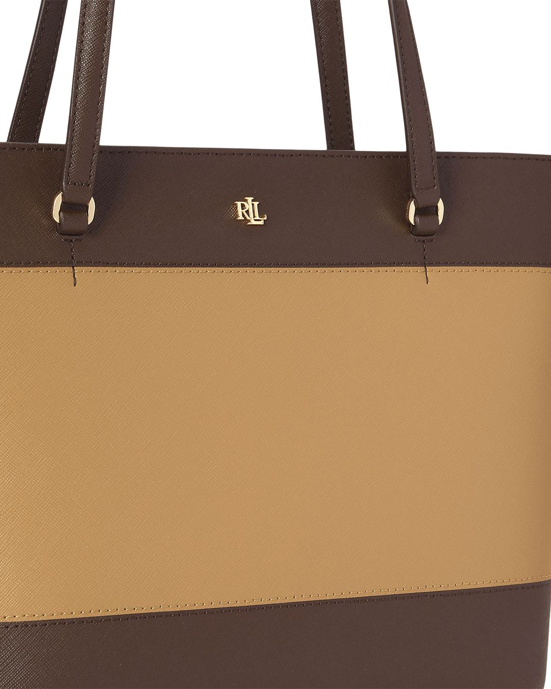 Lauren By Ralph Lauren Bags ONE Lauren by Ralph Lauren Brown Striped Leather Medium Karly Tote Bag