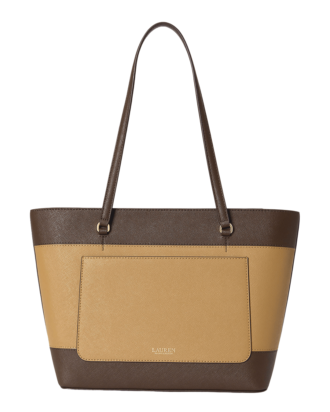 Lauren By Ralph Lauren Bags ONE Lauren by Ralph Lauren Brown Striped Leather Medium Karly Tote Bag
