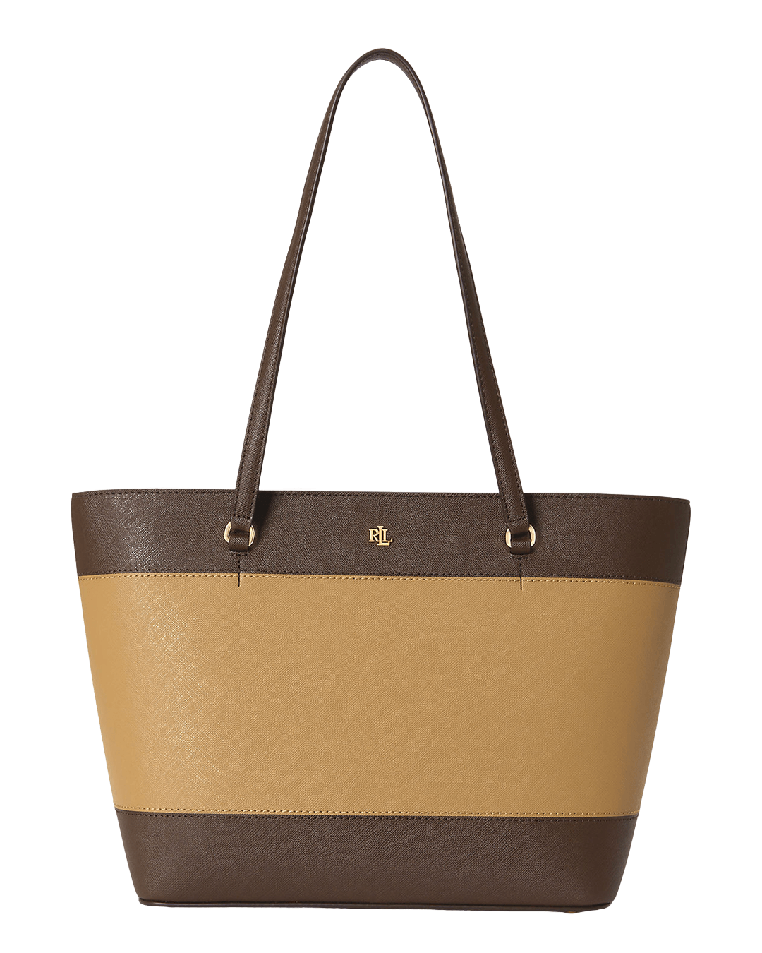 Lauren By Ralph Lauren Bags ONE Lauren by Ralph Lauren Brown Striped Leather Medium Karly Tote Bag
