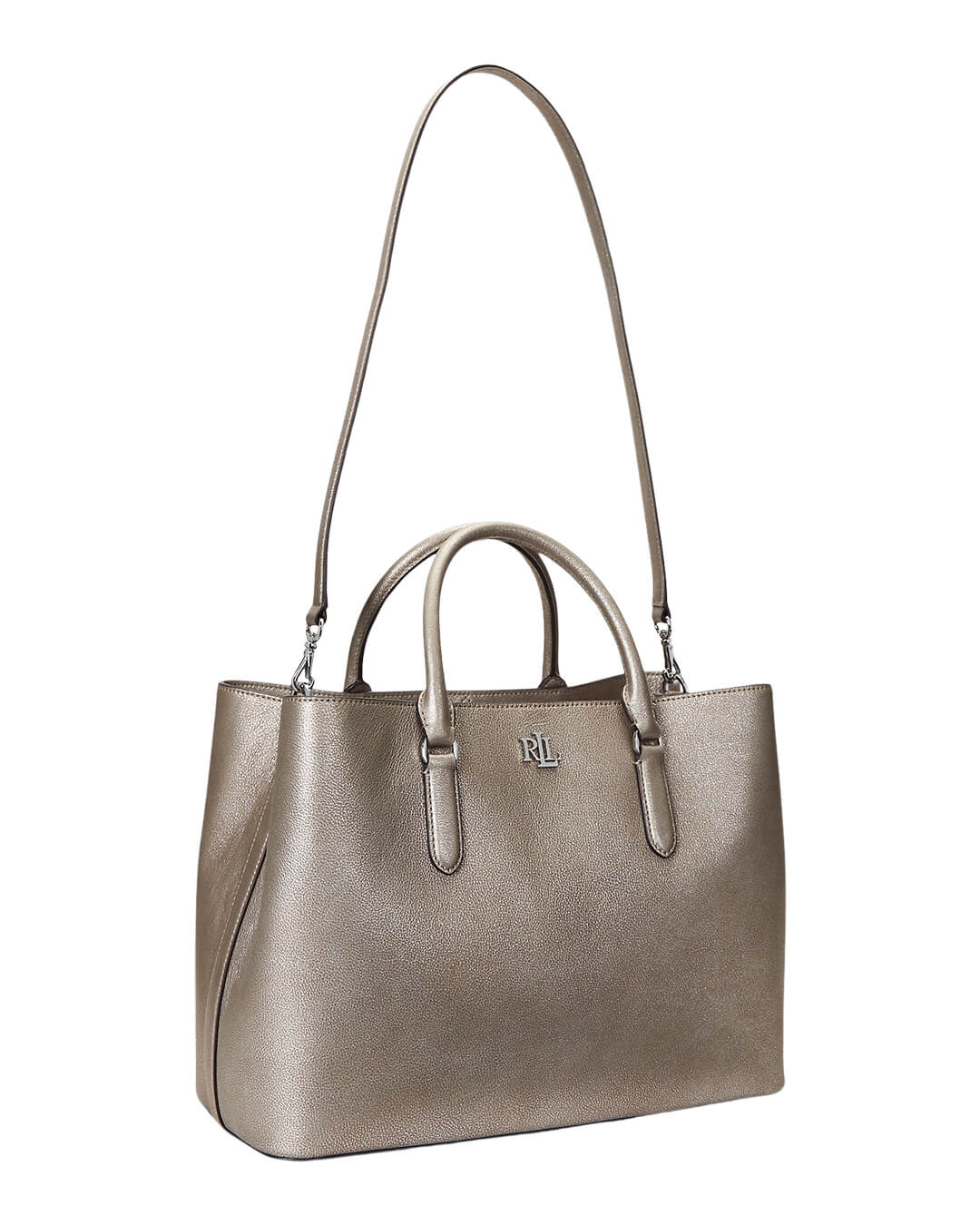 Lauren by Ralph Lauren Silver Large Satchel Bag Bortex Bortex Fine Tailoring