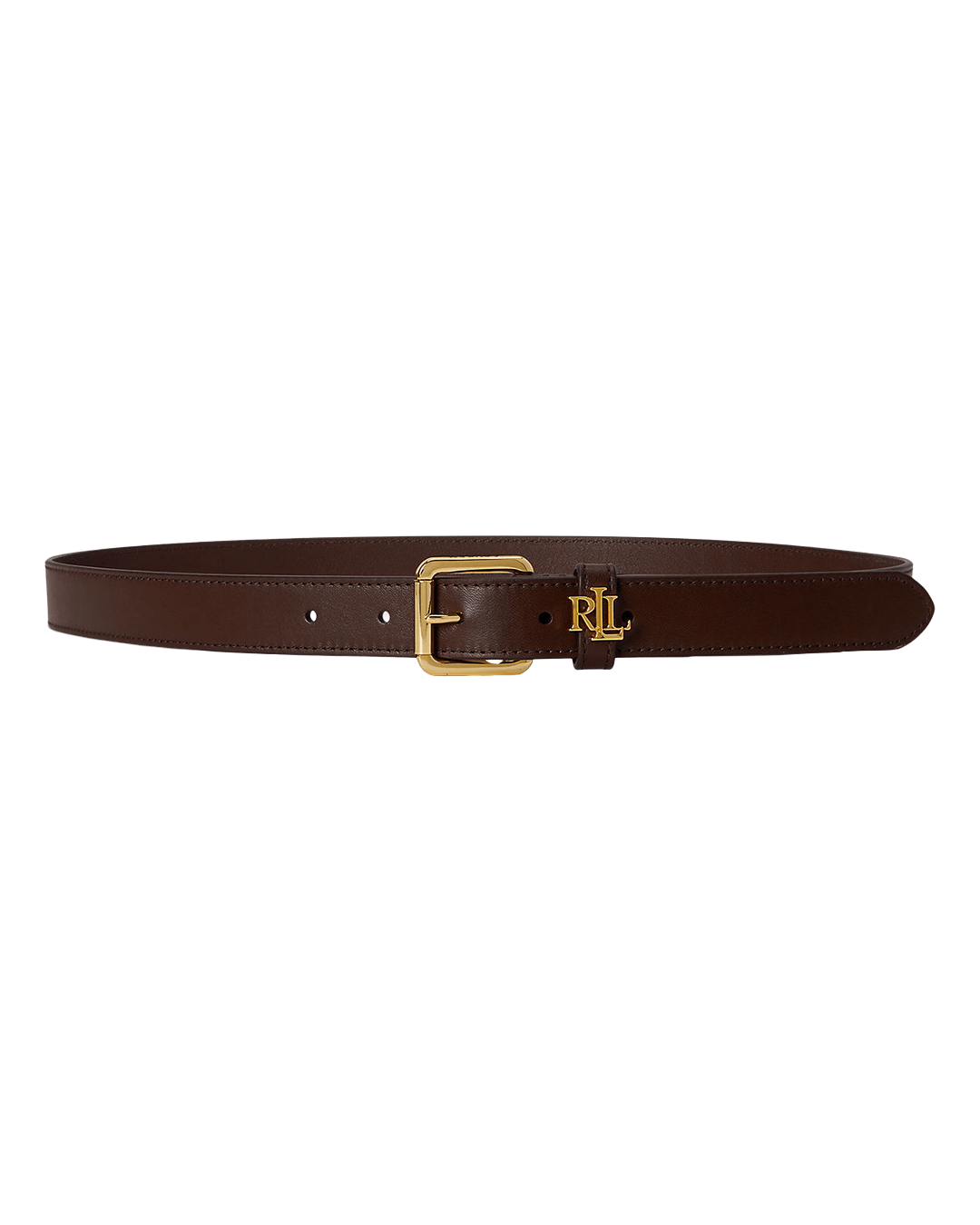 Lauren By Ralph Lauren Belts Lauren Brown Lauren Logo-Keeper Leather Skinny Belt Brown