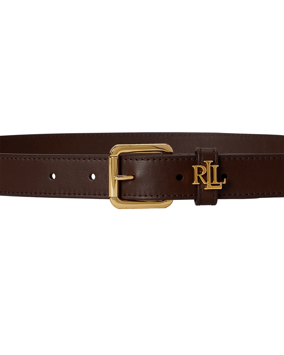 Lauren By Ralph Lauren Belts Lauren Brown Lauren Logo-Keeper Leather Skinny Belt Brown