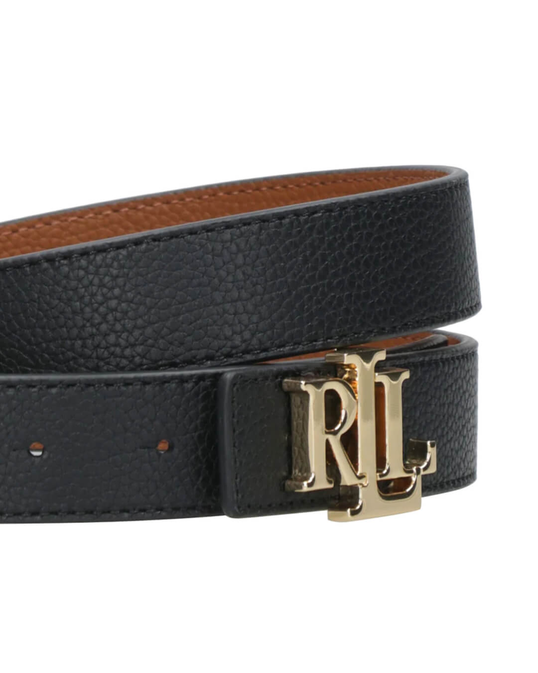 Lauren By Ralph Lauren Belts Lauren By Ralph Lauren Black And Brown Logo Reversible Pebbled Leather Belt